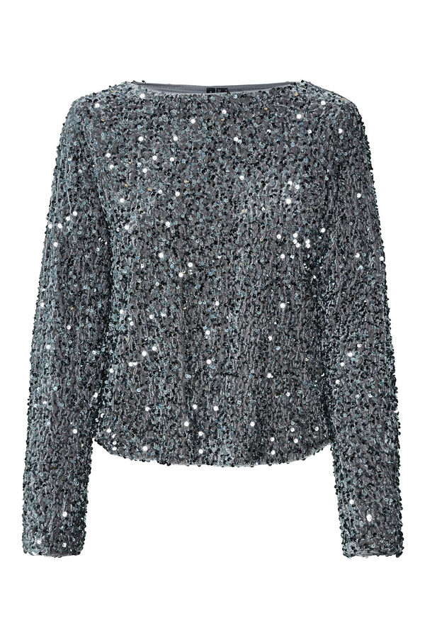 Vero Moda Camiseta manga comprida com lantejoulas Cinzento