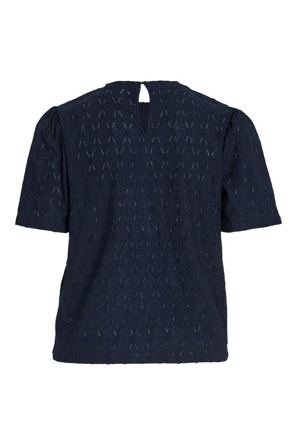 Vila Top calado de manga corta Azul marino