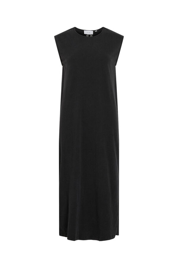 Vila Vestido midi em algod&atilde;o org&acirc;nico Preto