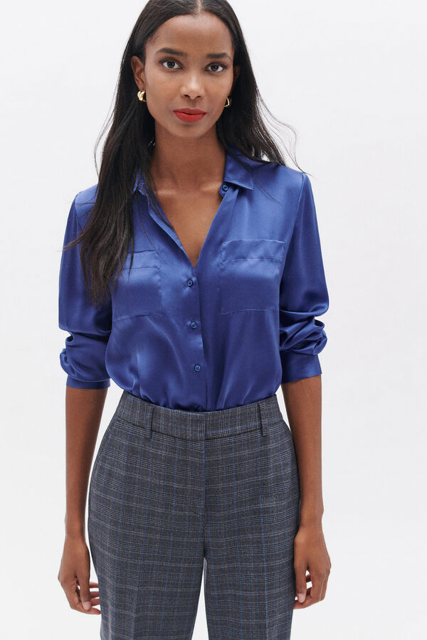 Caroll Camisa 100% seda Azul