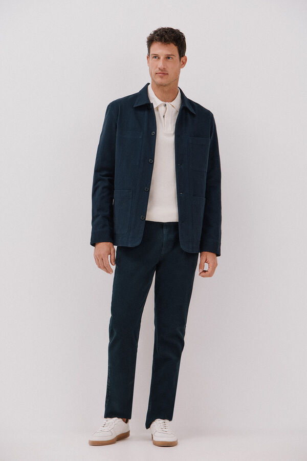 Cortefiel Sobrecamisa algod&atilde;o linho Azul