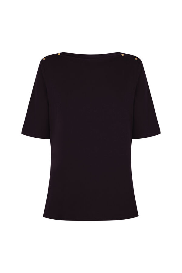 Cortefiel Camiseta b&aacute;sica escote barco Negro