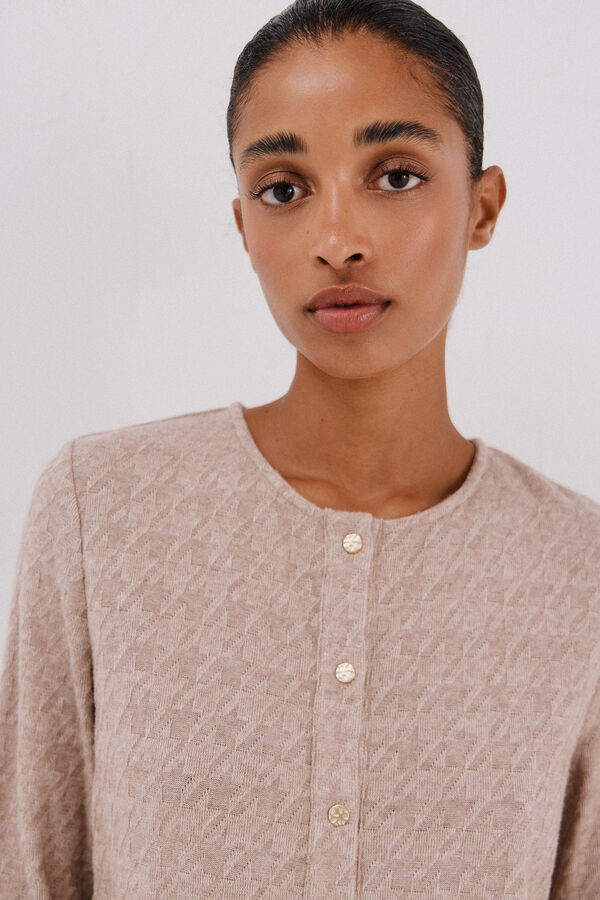 Cortefiel C&aacute;rdigan pata de gallo Marfil