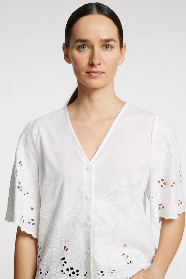 Selected Femme Camisa com detalhe bordado Branco