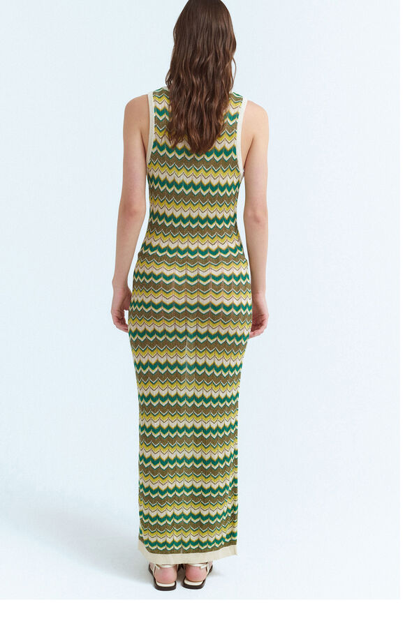 Vila Vestido midi de punto pointelle con lúrex Verde oscuro