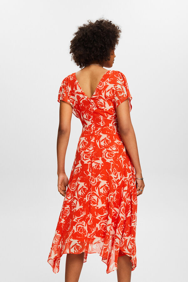 Esprit Vestido largo estampado floral Estampado naranja
