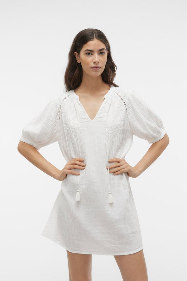 Vero Moda Vestido curto de algod&atilde;o  Branco