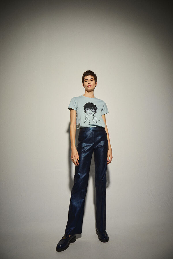 Dolores Promesas Cal&ccedil;as metalizadas iridescentes em azul Azul