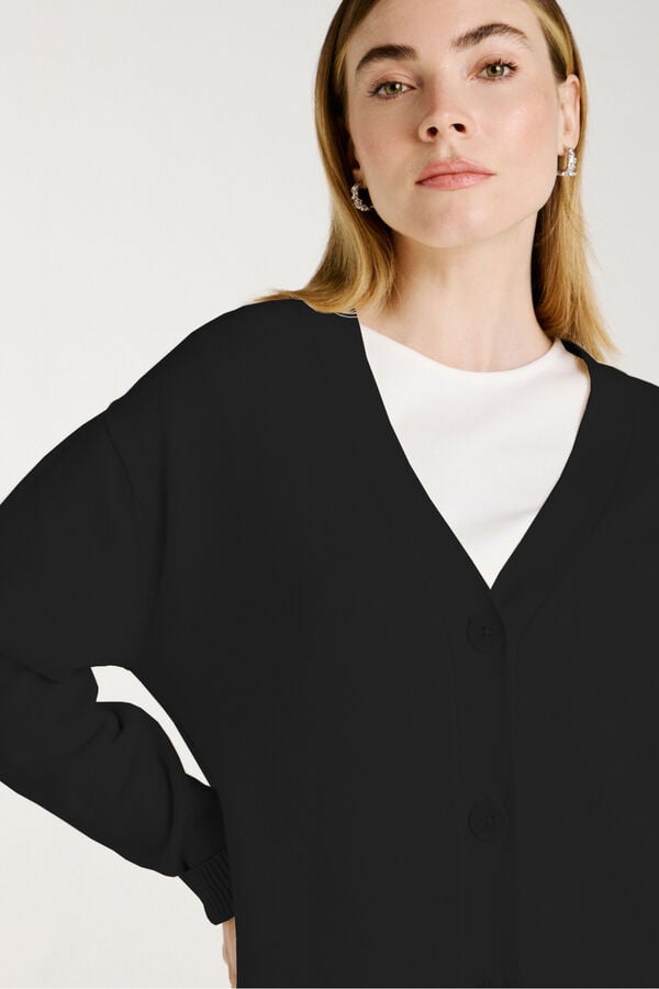 Vila C&aacute;rdigan largo de punto con viscosa Negro