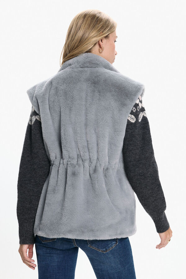 Vero Moda Chaleco de pelo cuello alto Gris
