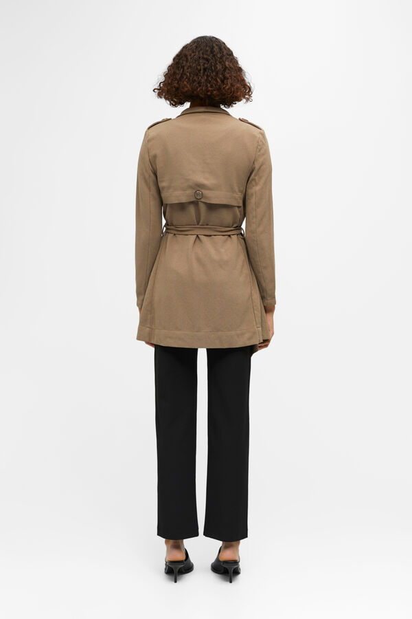 Object Chaqueta con cintur&oacute;n Marr&oacute;n oscuro