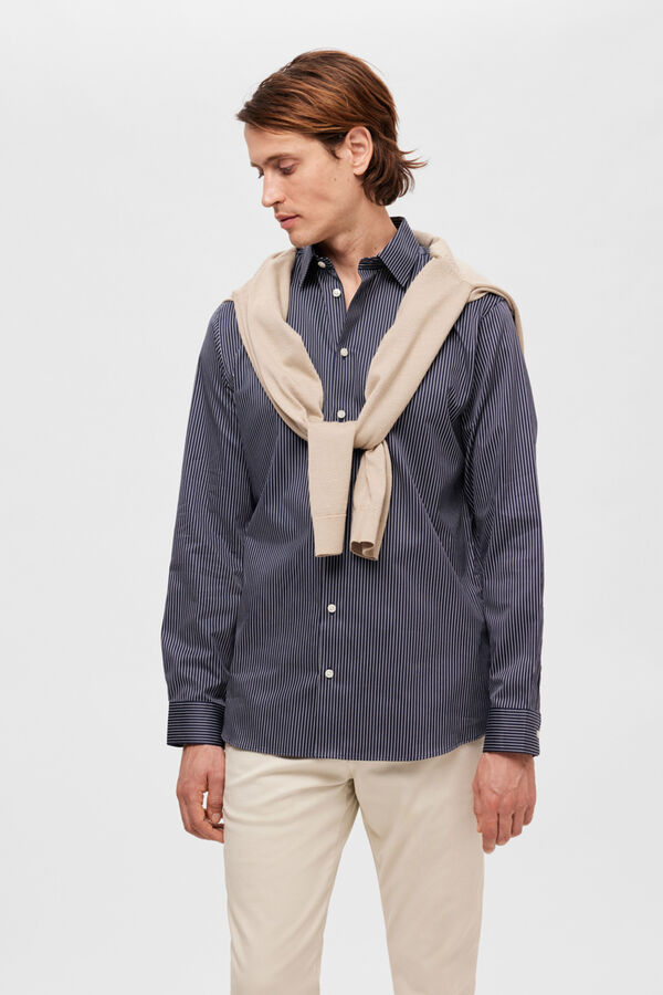 Selected Camisa de vestir 100% algodão Azul