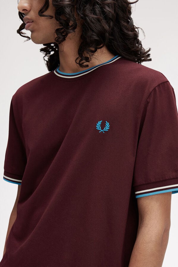 Fred Perry Camiseta de hombre de manga corta Granate