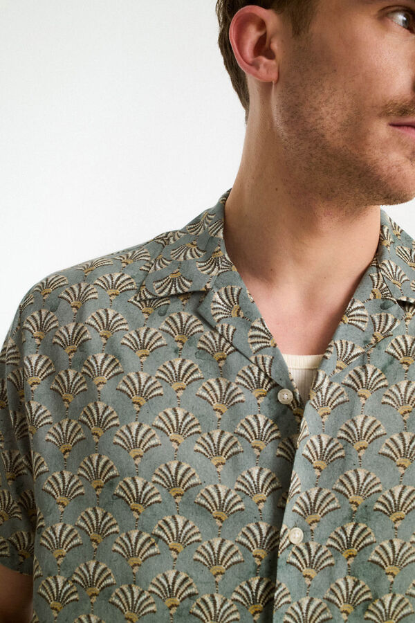 Selected Camisa de manga curta de algodão orgânico Verde