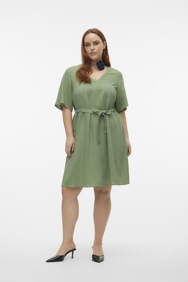 Vero Moda Curve Vestido curto de linho tamanho grande  Verde
