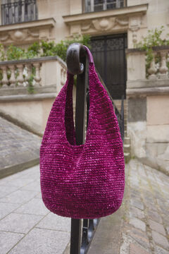 Cortefiel Bolso tricotado chenilla reciclada Lila