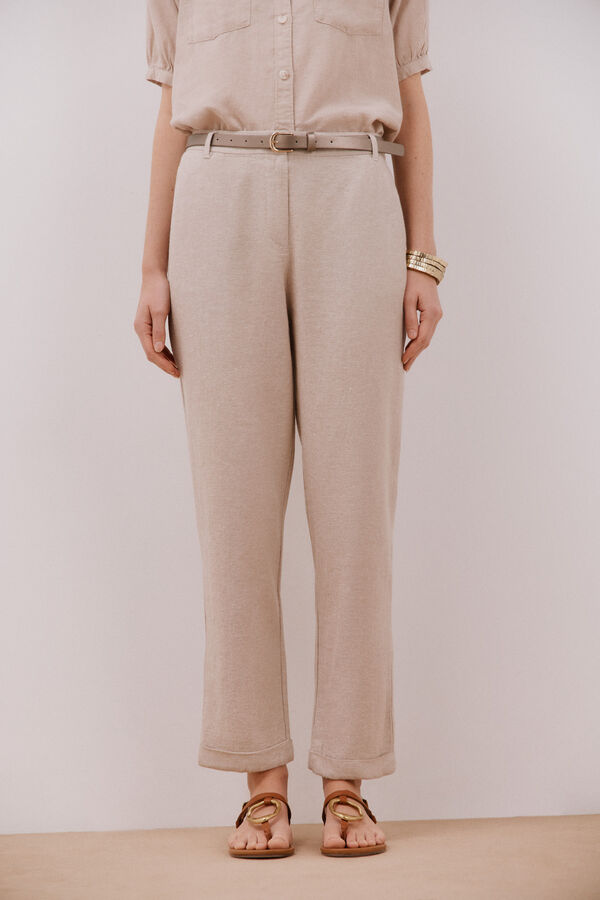 Cortefiel Cal&ccedil;as de linho Castanho