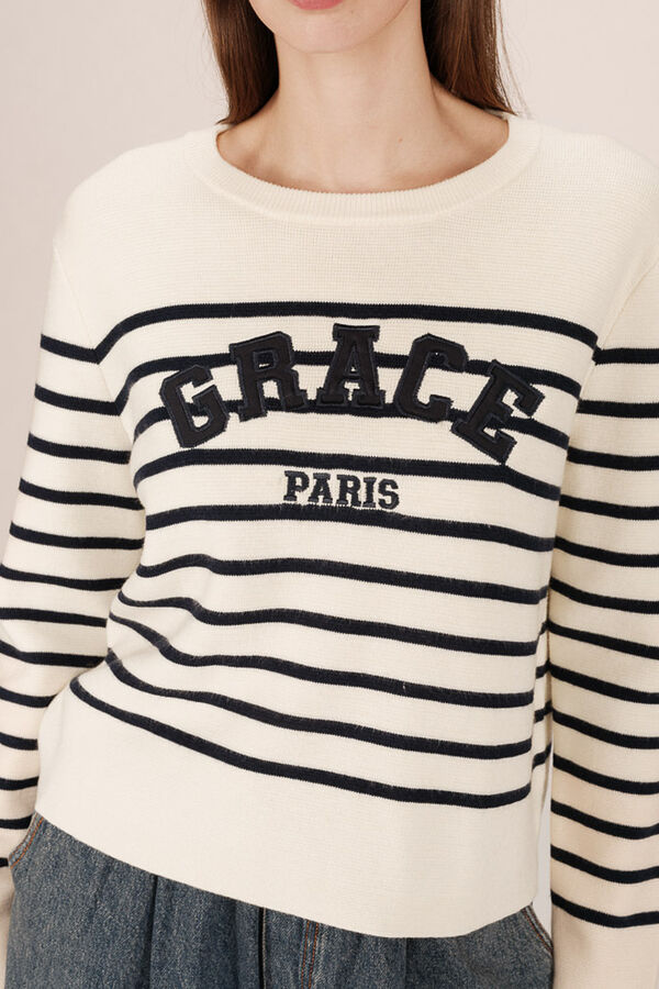 Grace & Mila Jersey de rayas marinero Blanco