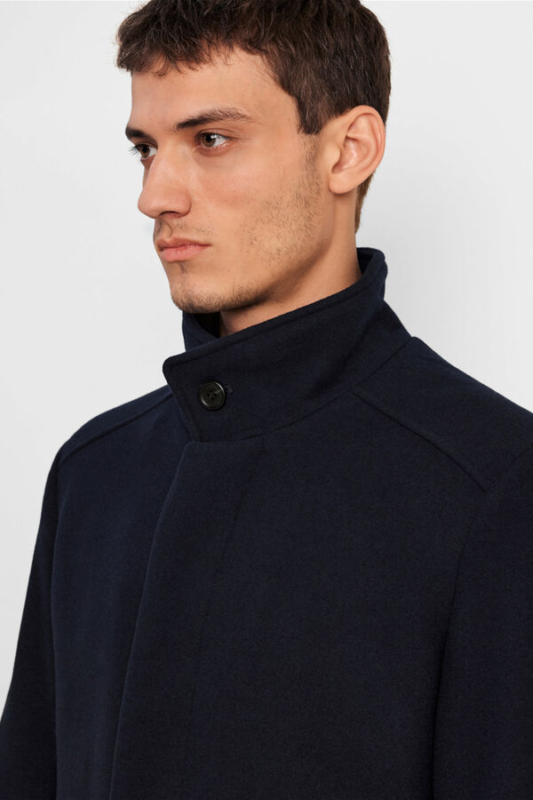 Selected Sobretudo com gola chaminé de lã reciclada Cinzento