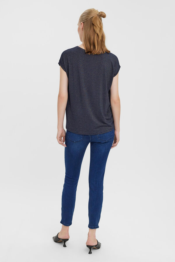 Vero Moda Camiseta básica lúrex Azul marino