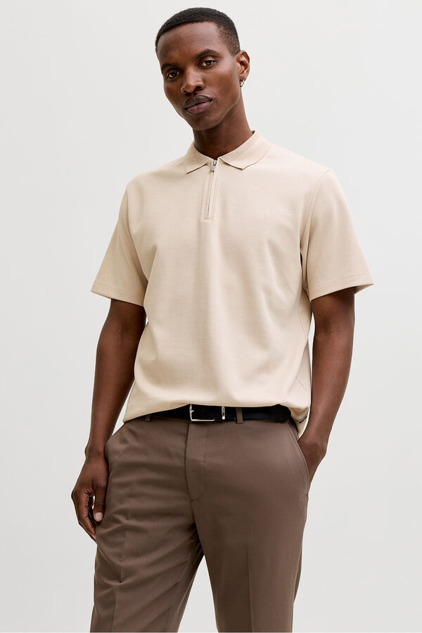 Jack & Jones Polo gola fecho-&eacute;clair Tostado