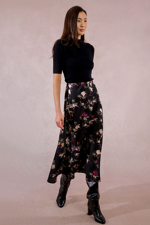 Molly Bracken Falda larga estampado floral Negro
