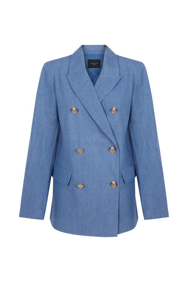 Cortefiel Blazer tejido vaquero Azul