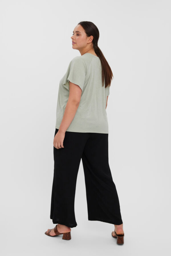 Cortefiel Camiseta de manga corta talla grande con lino Verde
