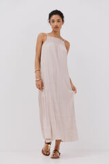 Cortefiel Vestido halter satinado Blanco