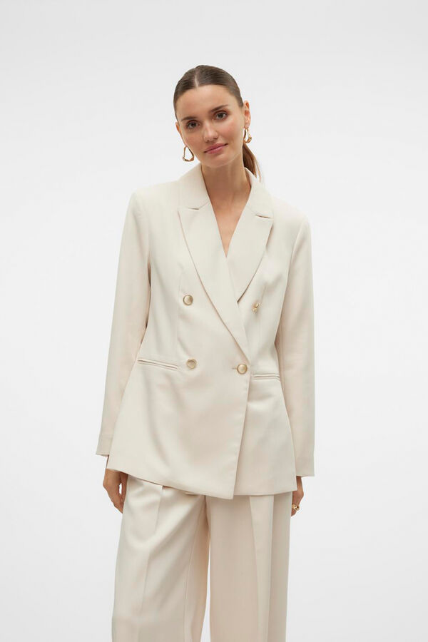 Vero Moda Blazer larga doble botonadura Gris