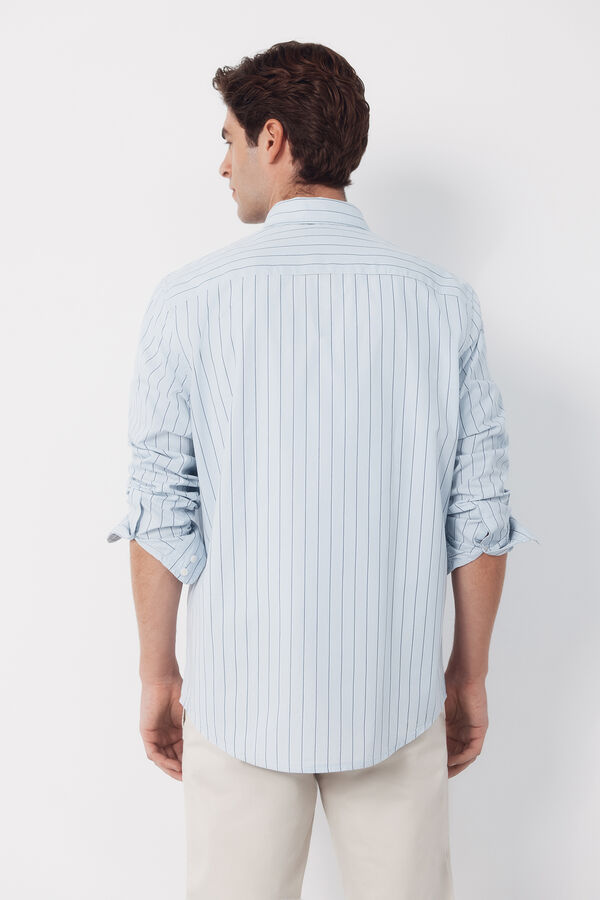 Cortefiel Camisa riscas de popelina Azul