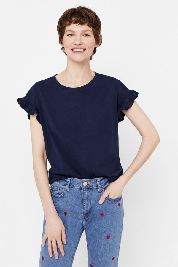 Cortefiel Camiseta volante Azul marino