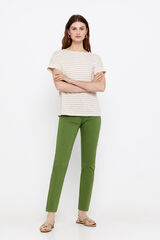 Cortefiel Pantal&oacute;n pitillo crop color Kaki