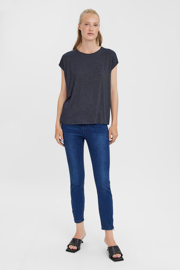 Vero Moda Camiseta básica lúrex Azul marino