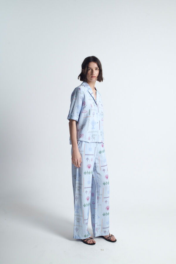 Object Calças fluidas com estampado Azul