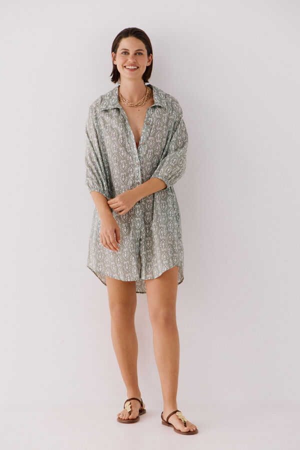 Cortefiel Caft&aacute;n t&uacute;nica estampado Kaki