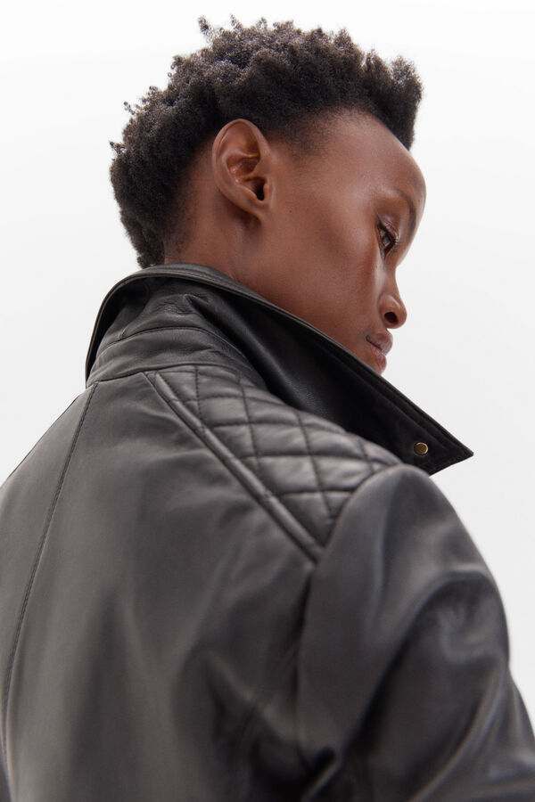 Cortefiel Cazadora piel biker Negro