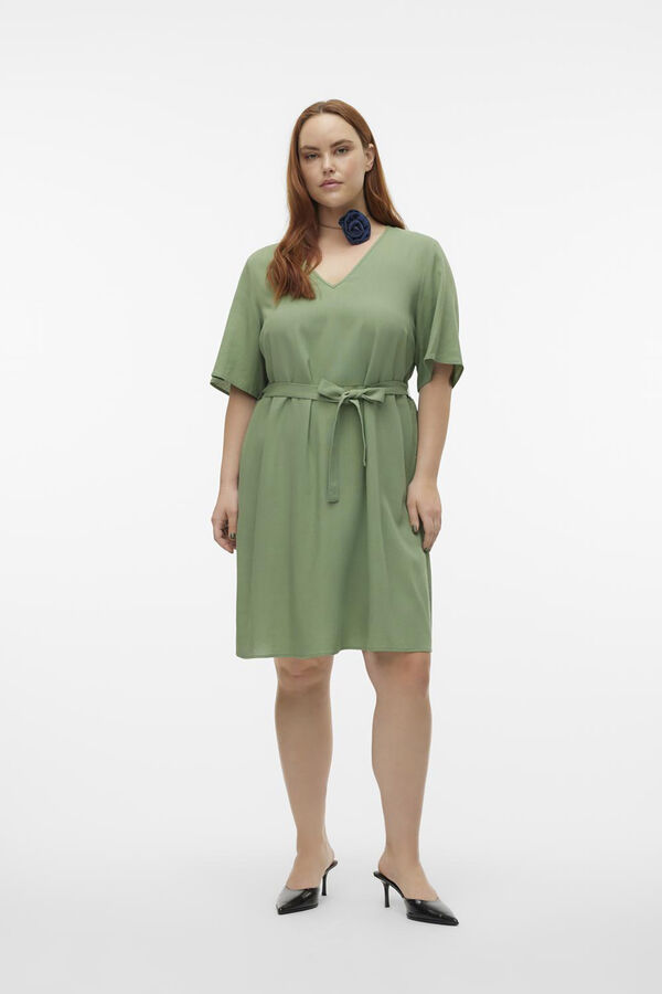 Vero Moda Curve Vestido curto de linho tamanho grande  Verde