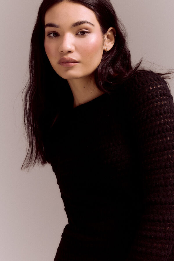 Slowlove Vestido punto estructura Negro