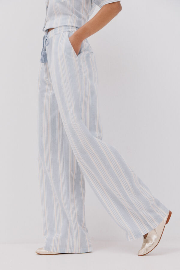 Cortefiel Cal&ccedil;as fluidas bordadas Azul