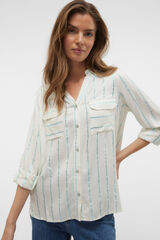 Vero Moda Camisa &agrave;s riscas de manga comprida Branco