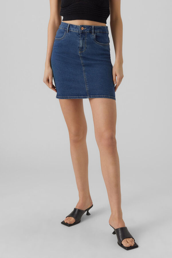 Vero Moda Saia denim ajustada Azul