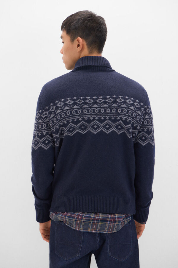 Cortefiel Jersey navidad lana cuello alto Azul marino