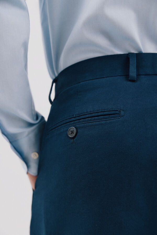 Cortefiel Pantal&oacute;n algod&oacute;n y lino Azul marino