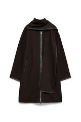 Vero Moda Abrigo de pa&ntilde;o con detalle de bufanda Marr&oacute;n oscuro