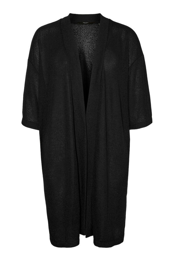 Vero Moda Curve C&aacute;rdigan 3/4 aberta talha grande  Preto