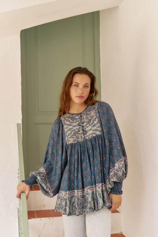 Jaase Blusa Paloma estampado Nico Azul
