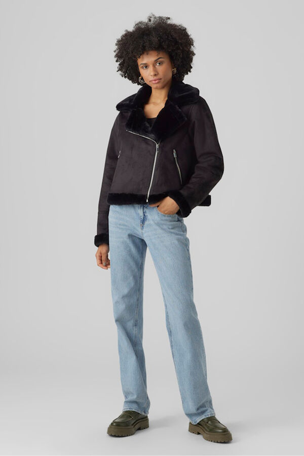 Vero Moda Blus&atilde;o de veludo com fecho-&eacute;clair para mulher Preto