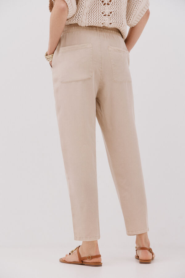 Cortefiel Cal&ccedil;as fluidas tencel  Castanho