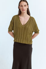 Vila Top de punto canalé con lúrex Verde oscuro